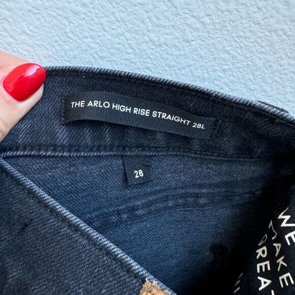 Aritzia Denim Forum The Arlo Hi-Rise Straight Jean Black Eyeliner Size 28 LONG - Picture 9 of 11